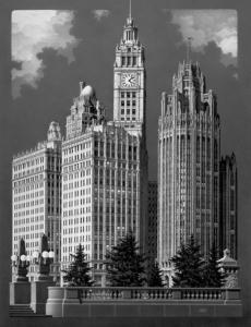 Wrigley Building and Tribune Tower Giclee Print 62 in. x 48 in.