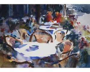 chicago cafe watercolor