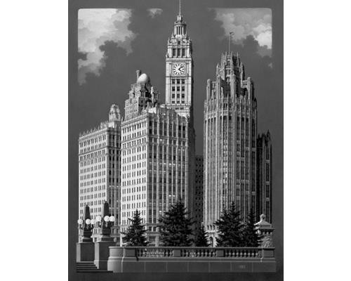 Chicago Artist Jack Nixon – Drawing of The Tribune Building in Chicago