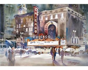 chicago theater watercolor