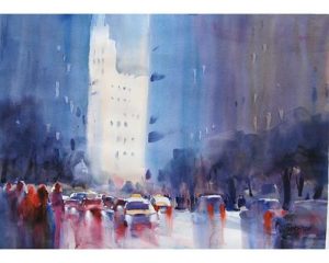downtown chicago watercolor