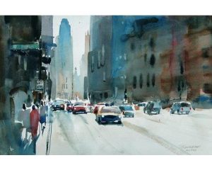 magnificent mile chicago watercolor art